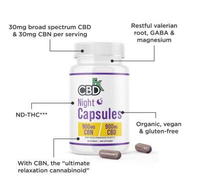 CBD + CBN Night Capsules For Sleep 1:1 Ratio 900mg - Image 2